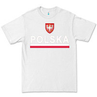 White Sporty Polska Flag And Emblem Polish Coat Of Arms Pullover Hoodie Premium Tee - ArtChic