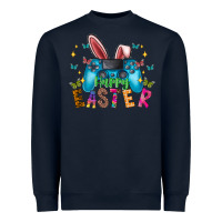 Navy Happy Easter Gamer Heavyweight Sweatshirt - CowhideDigitalArt