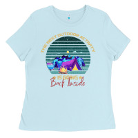 Baby Blue camping The Best Outdoor Activity Is Going Back Inside Ladies Tee - Bettercallsaul