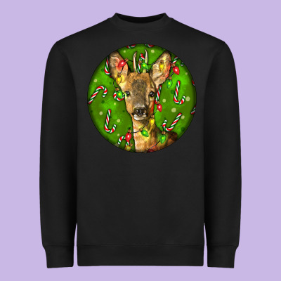 Red Brocket Deer Christmas Heavyweight Sweatshirt Designed By Lillyallendesigns