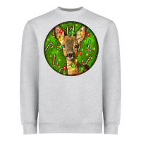 Heather Grey red brocket deer christmas Heavyweight Sweatshirt - LillyAllenDesigns
