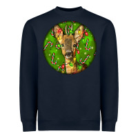 Navy red brocket deer christmas Heavyweight Sweatshirt - LillyAllenDesigns