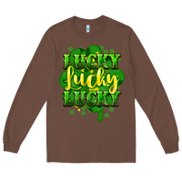 Chestnut lucky lucky lucky clover St. Patrick's Long Sleeve Tee - HowdyJamesFarm