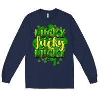 Navy lucky lucky lucky clover St. Patrick's Long Sleeve Tee - HowdyJamesFarm