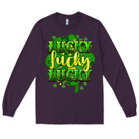 Plum lucky lucky lucky clover St. Patrick's Long Sleeve Tee - HowdyJamesFarm