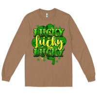 Toasted Coconut lucky lucky lucky clover St. Patrick's Long Sleeve Tee - HowdyJamesFarm