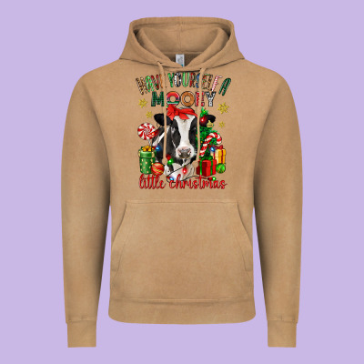 Have Yourself A Little Christmas Cow Vintage Hoodie Designed By Cowgirlartshop