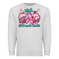 Dove Grey with god all things are possible Premium Sweatshirt - BarkalooDesign