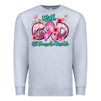 Heather Grey with god all things are possible Premium Sweatshirt - BarkalooDesign