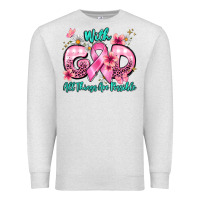 Oatmeal Heather with god all things are possible Premium Sweatshirt - BarkalooDesign