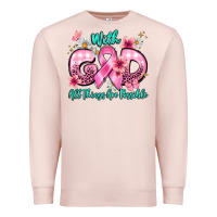 Pale Pink with god all things are possible Premium Sweatshirt - BarkalooDesign