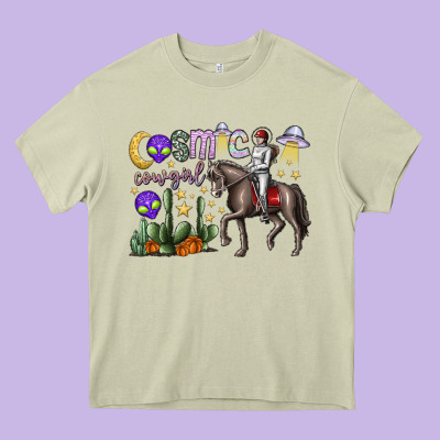 Cosmic Cowgirl Heavy Core Tee Designed By Sublimationcraftshop