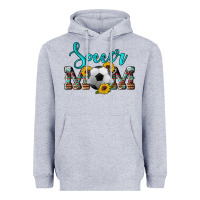 Heather Grey western leopard cowhide sunflowers  glitter mom soccer Heavyweight Hoodie - Artiststas
