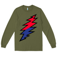 Army Green Lazy Lightning Bolt Long Sleeve Tee - InspiraDesign