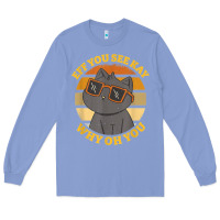 Colony Blue funny retro sunset eff you see kay why oh you cat lovers t shirt Long Sleeve Tee - ArtChic