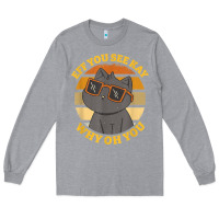 Heather Grey funny retro sunset eff you see kay why oh you cat lovers t shirt Long Sleeve Tee - ArtChic