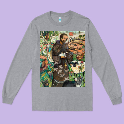 Saint Francis Long Sleeve Tee Designed By Artchic