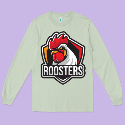 Rooster Art Long Sleeve Tee Designed By Artchic