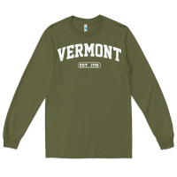 Army Green vermont vintage state athletic style pullover hoodie Long Sleeve Tee - ArtChic