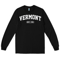 Black vermont vintage state athletic style pullover hoodie Long Sleeve Tee - ArtChic