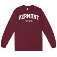 Vermont Vintage State Athletic Style Pullover Hoodie Long Sleeve Tee | Teevron