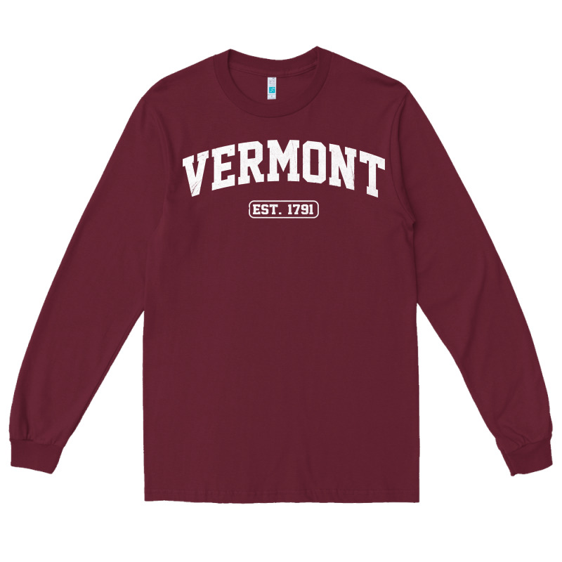 Vermont Vintage State Athletic Style Pullover Hoodie Long Sleeve Tee by ArtChic | Teevron
