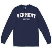 Navy vermont vintage state athletic style pullover hoodie Long Sleeve Tee - ArtChic