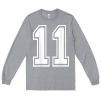 Heather Grey number 11 shirt sports player number back of shirt Long Sleeve Tee - ArtChic