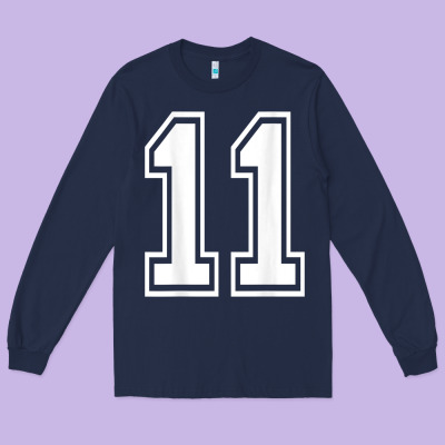 Number 11 Shirt Sports Player Number Back Of Shirt Long Sleeve Tee Designed By Artchic