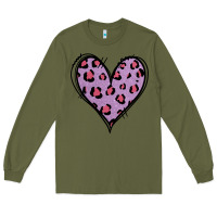 Army Green Glitter Purple Leopard Heart Long Sleeve Tee - Jasminsmagicworld