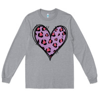 Heather Grey Glitter Purple Leopard Heart Long Sleeve Tee - Jasminsmagicworld