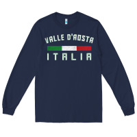 Navy valle d'aosta italia italy region typography design Long Sleeve Tee - ArtChic