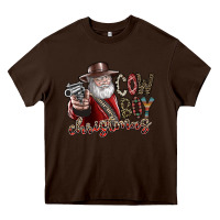 Chocolate Brown cowboy christmas Heavy Core Tee - SublimationCraftShop