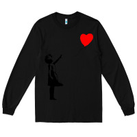 Black banksy girl with balloon Long Sleeve Tee - ArtChic