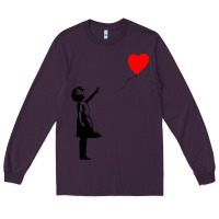 Plum banksy girl with balloon Long Sleeve Tee - ArtChic