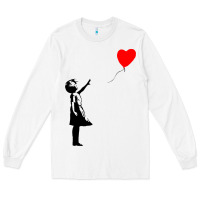 White banksy girl with balloon Long Sleeve Tee - ArtChic