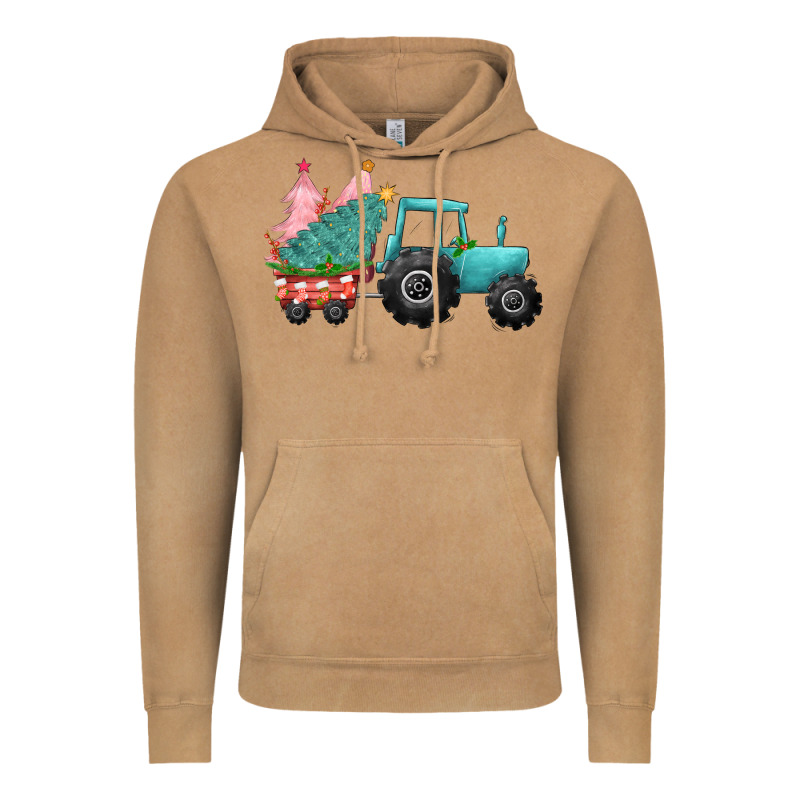 Christmas Tree Tractor Vintage Hoodie by CowGirlArtShop | Teevron
