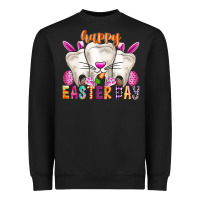 Black Happy Easter Heavyweight Sweatshirt - CowhideDigitalArt