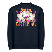 Navy Happy Easter Heavyweight Sweatshirt - CowhideDigitalArt