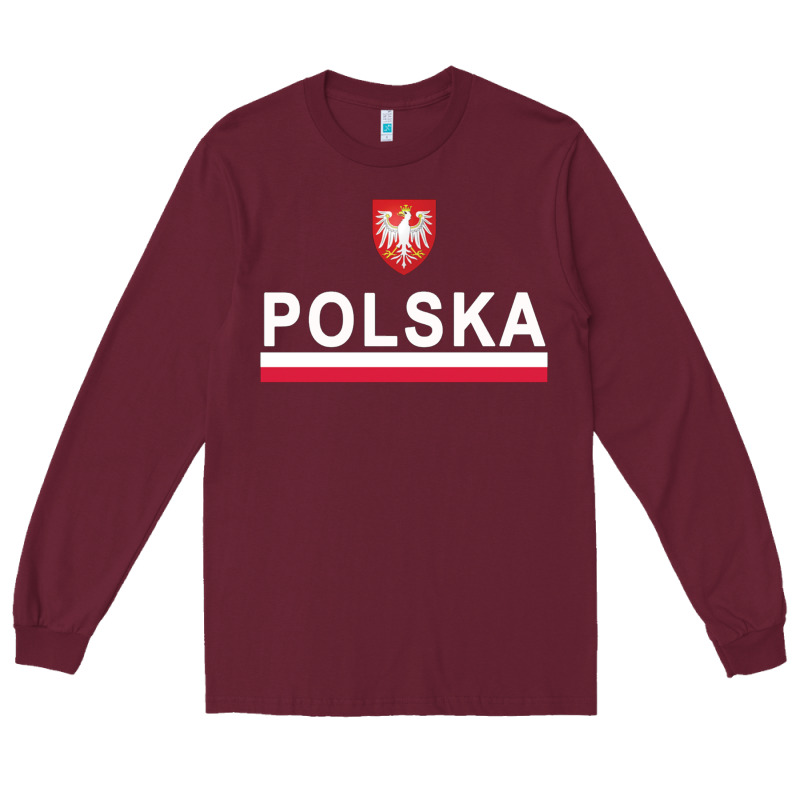 Sporty Polska Flag And Emblem Polish Coat Of Arms Pullover Hoodie Long Sleeve Tee by ArtChic | Teevron