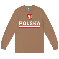Toasted Coconut Sporty Polska Flag And Emblem Polish Coat Of Arms Pullover Hoodie Long Sleeve Tee - ArtChic