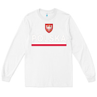White Sporty Polska Flag And Emblem Polish Coat Of Arms Pullover Hoodie Long Sleeve Tee - ArtChic