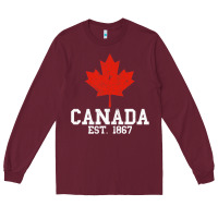 Burgundy vintage canada est.1867 maple leaf canadian flag r Long Sleeve Tee - ArtChic