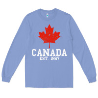 Colony Blue vintage canada est.1867 maple leaf canadian flag r Long Sleeve Tee - ArtChic