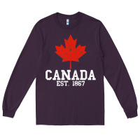 Plum vintage canada est.1867 maple leaf canadian flag r Long Sleeve Tee - ArtChic