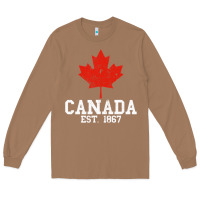 Toasted Coconut vintage canada est.1867 maple leaf canadian flag r Long Sleeve Tee - ArtChic