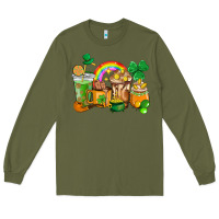 Army Green St. Patricks coffee cups Long Sleeve Tee - HowdyJamesFarm