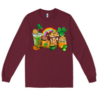 Burgundy St. Patricks coffee cups Long Sleeve Tee - HowdyJamesFarm