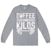 Heather Grey Coffee And Kilos Weightlifting Gift Long Sleeve Tee - ArtChic