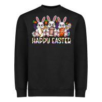 Black Happy Easter Spot Rabbit Heavyweight Sweatshirt - CowhideDigitalArt